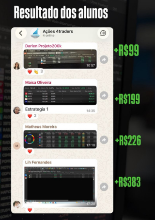 Resultado dos alunos 4traders